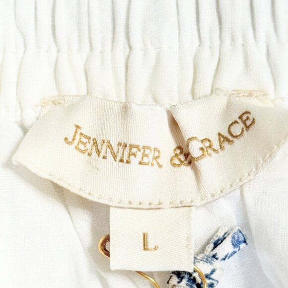 Jennifer & Grace Women's White Lined Eyelet Maxi Skirt Size L Elastic Waist NWT - Picture 8 of 11